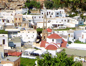 Lindos glise byzantine dans le village